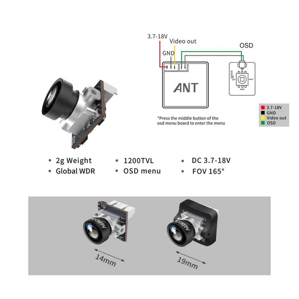 Caddx Ant Nano FPV Camera (1200TVL / 1.8mm Lens) | RC-N-Go