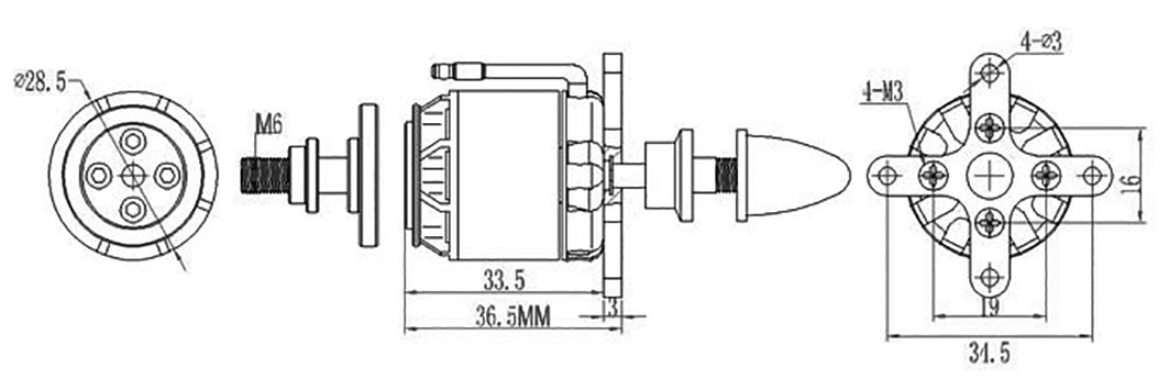 Emax MT-0409 Brushless Motor (GT2215 / 1180KV) | RC-N-Go