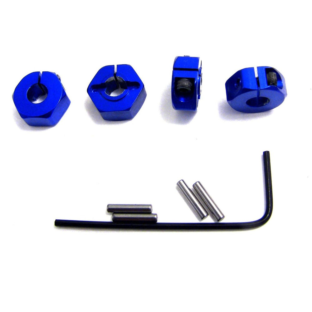 Hot-Racing Aluminum Wheel Hex Set for 4X4 (12mm / Blue / 4pcs)
