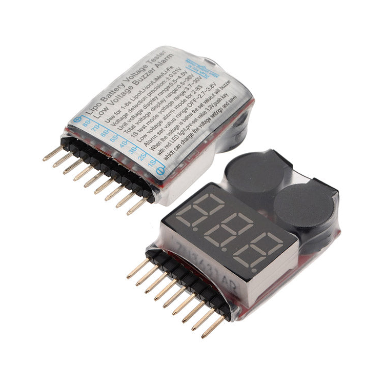 Battery Voltage Tester & Alarm with Dual-Buzzer (1pc)