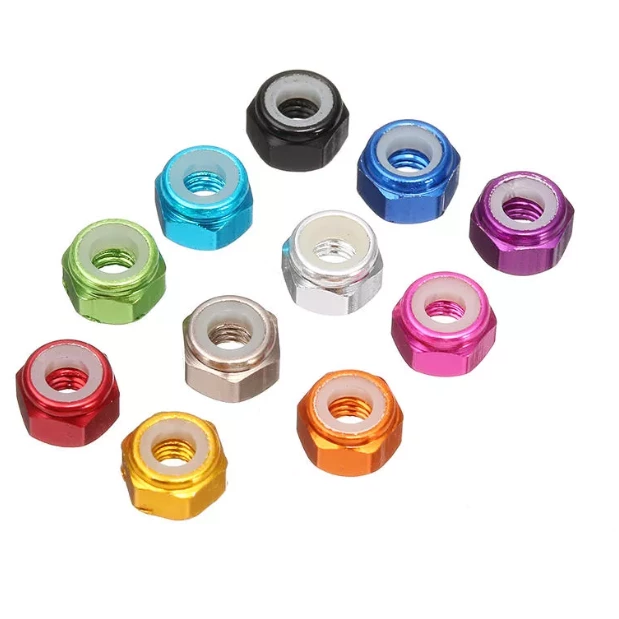 M3 Aluminum Lock Nuts (4pcs / Unflanged / Multiple Colors) | RC-N-Go