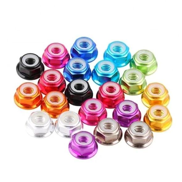 M5 Aluminum Lock Nuts with Flange (4pcs / Multiple Colors) | RC-N-Go