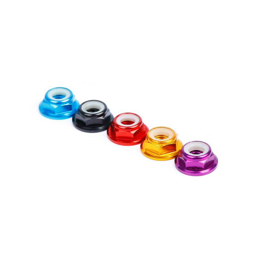 M5 Aluminum Lock Nuts with Flange (4pcs / Low Profile / Multiple Colors) | RC-N-Go