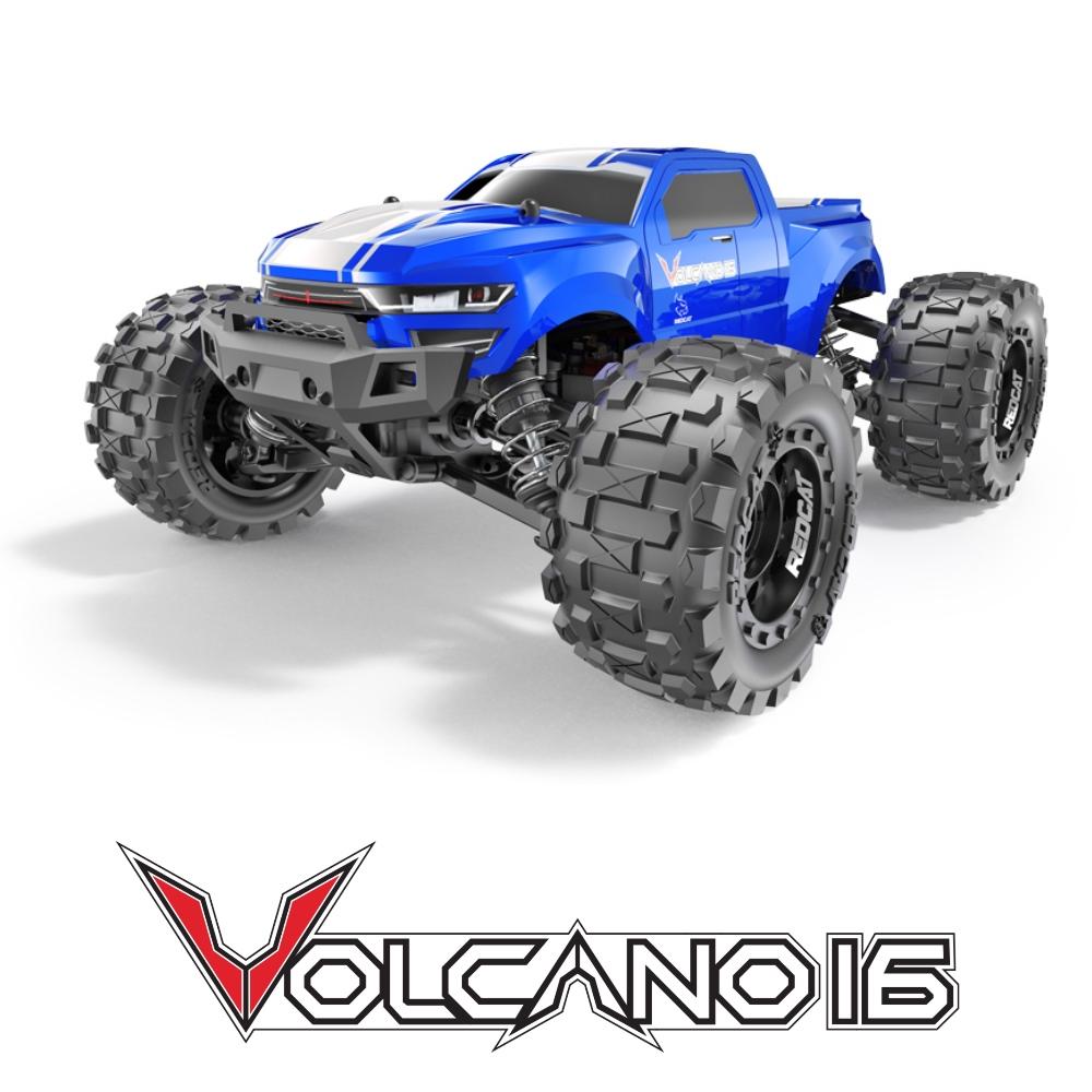 Redcat 1/16 Volcano-16 Mini 4WD Monster Truck (Brushed / RTR / Red or Blue) | RC-N-Go
