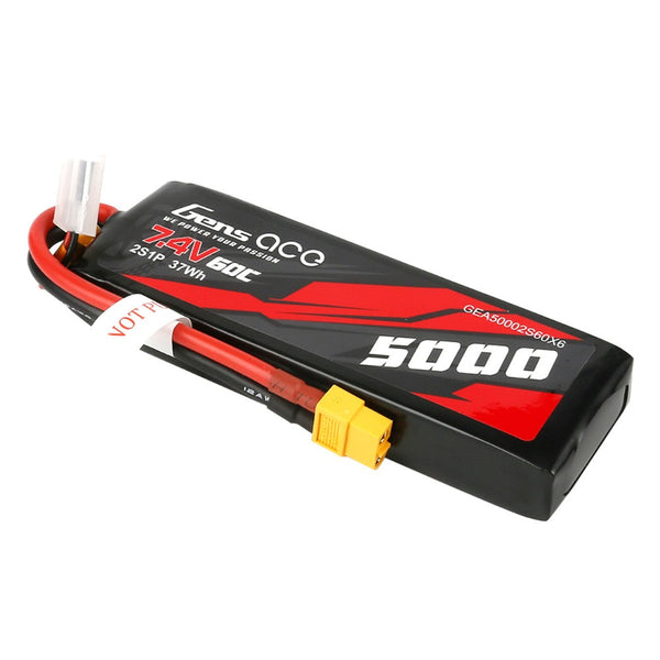 Gens Ace 2S / 5000mAh / 60C / 7.4V / XT60 Short-Size LiPo Battery