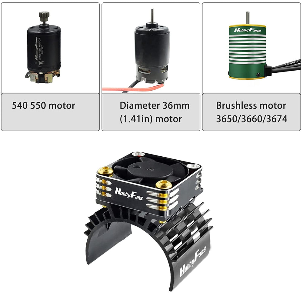 HobbyFans Aluminum Motor Cooling Heatsink/Fan Combo (27mm Fan / 28000 RPM / 5-8.5V)