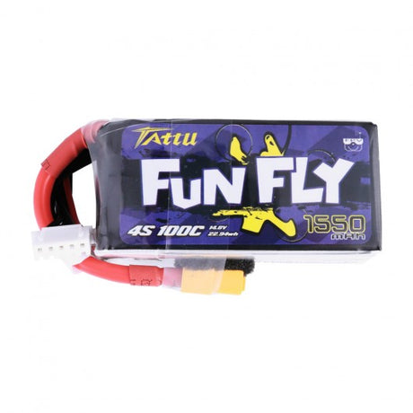 Tattu FunFly 4S / 1550mAh / 100C / 14.8V / XT60 LiPo Battery | RC-N-Go