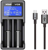 XTAR VC2 2 Bay Digital Battery Charger (5V / Dual-Bay / USB)
