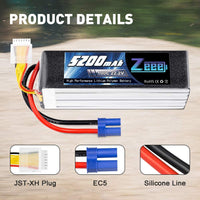 Zeee 6S / 5200mAh / 100C / 22.2V / EC5 LiPo Battery